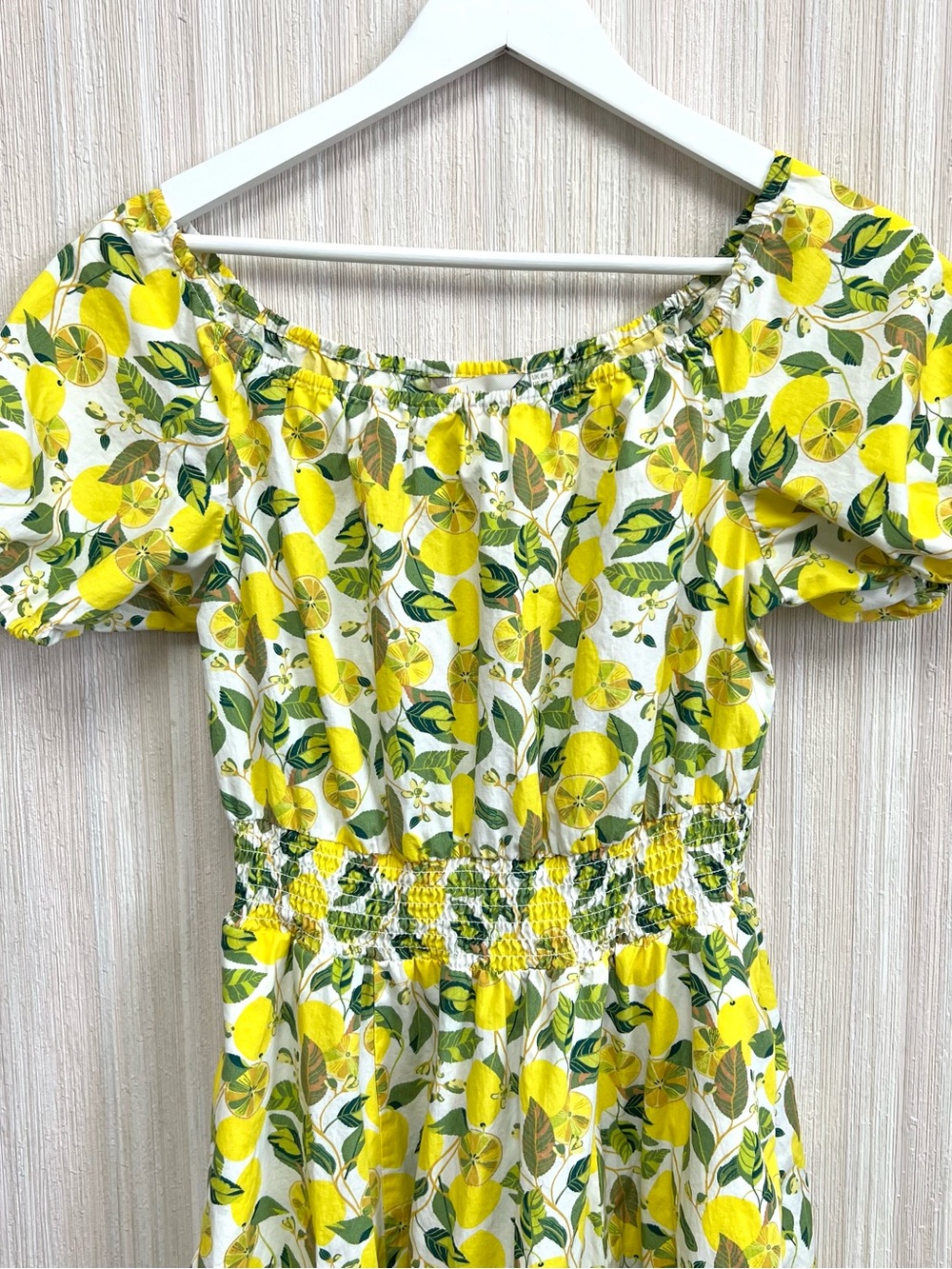 Boden Lemon Vine Print Smocked Maxi Dress Size 4 Yellow Green Ivory - Picture 7 of 10